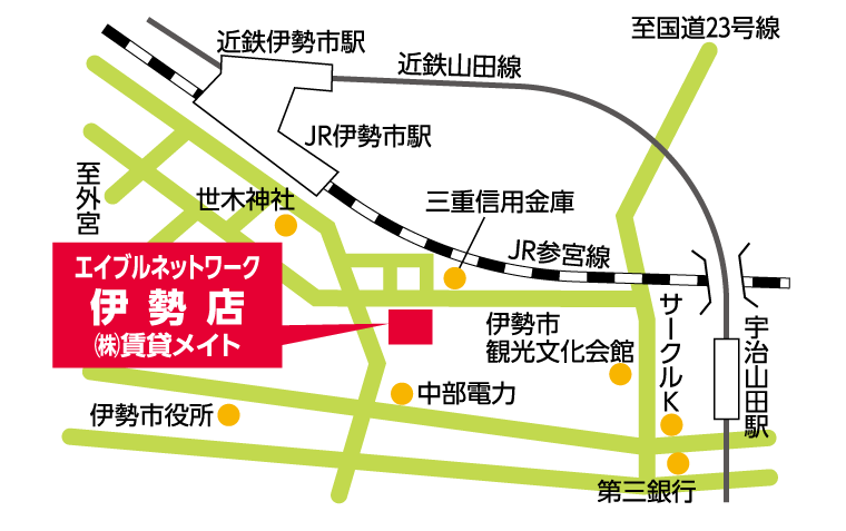 エイブルネットワーク 伊勢店の周辺マップ